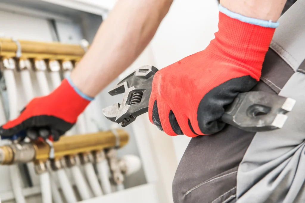 Technician repairs heating