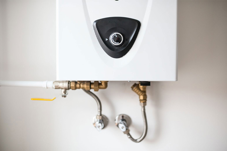 Commercial water heater installed on an indoor wall in Vacaville CA