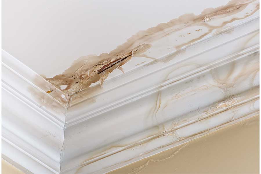 Visible ceiling water damage caused by a plumbing emergency in Vacaville, CA