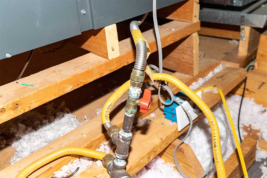 Gas supply line and shutoff valve serviced during a repair in Vacaville