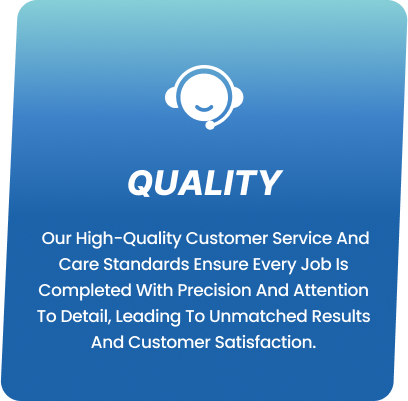 Quality card highlighting customer service and care standards